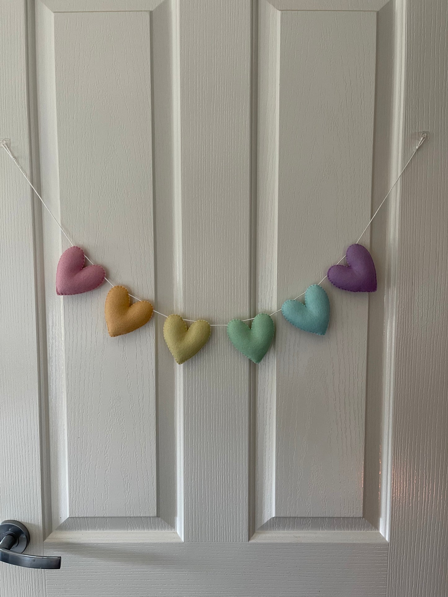 Handmade felt rainbow heart garland