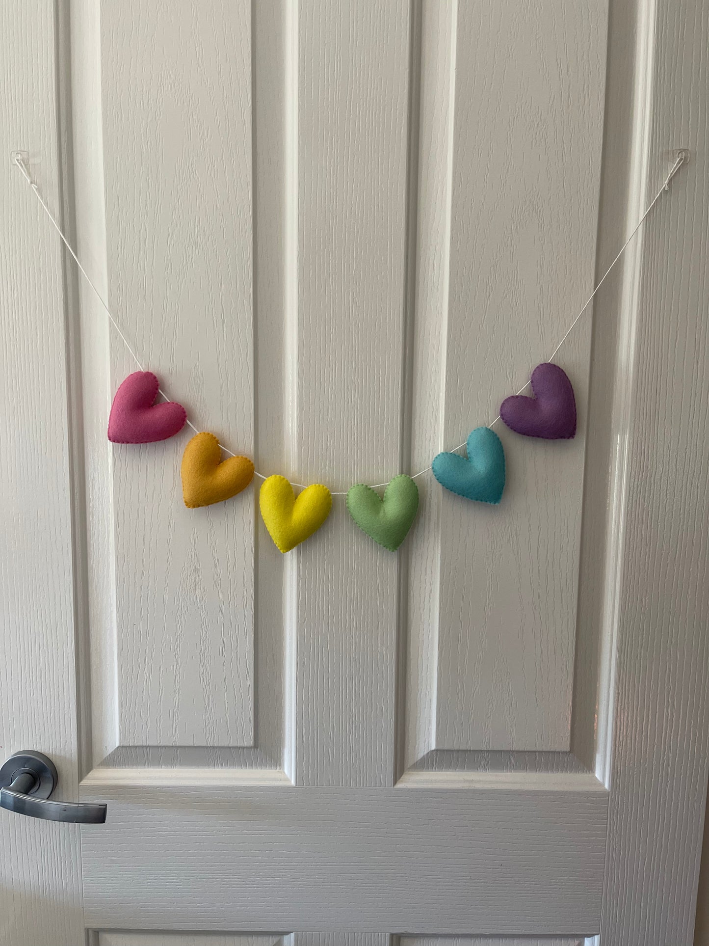 Handmade felt rainbow heart garland